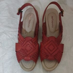 Softspots Red Woven Slingback Sandals
